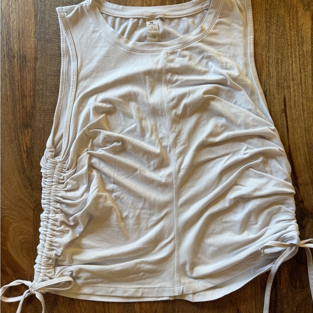 90 Degree By Reflex White Ruched Tank Top